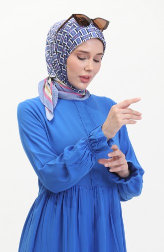 Önü Patlı Viskon Elbise 0510-01 Saks 0510-01