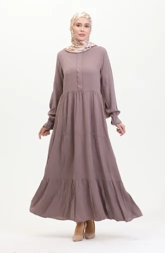 Önü Patlı Viskon Elbise 0510-05 Vizon 0510-05