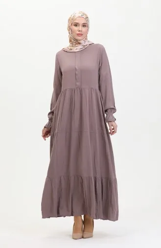 Önü Patlı Viskon Elbise 0510-05 Vizon 0510-05