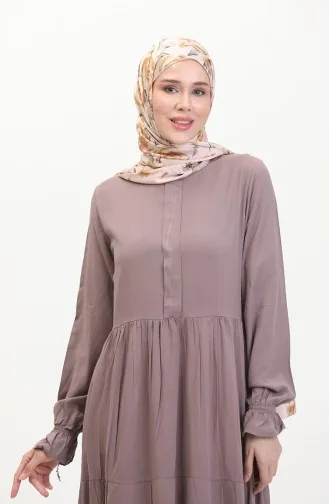 Önü Patlı Viskon Elbise 0510-05 Vizon 0510-05