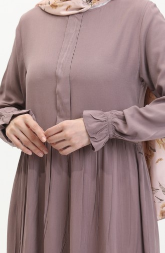 Önü Patlı Viskon Elbise 0510-05 Vizon