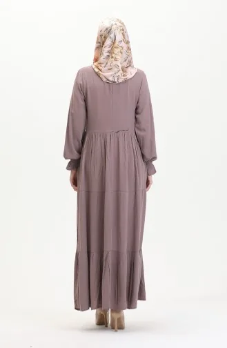 Önü Patlı Viskon Elbise 0510-05 Vizon 0510-05