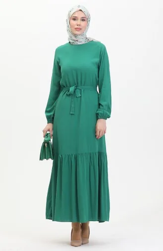Jurk Met Riem 0512-01 Smaragdgroen 0512-01