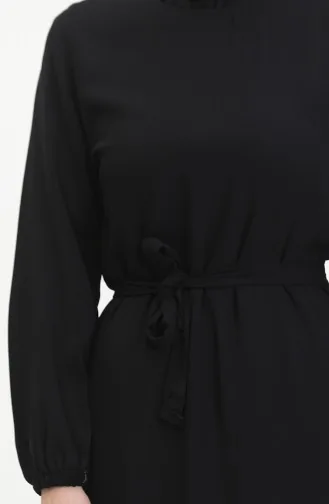 Kuşaklı Elbise 0512-04 Siyah