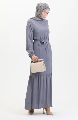 Kuşaklı Elbise 0512-05 Antrasit