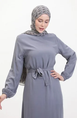 Kuşaklı Elbise 0512-05 Antrasit