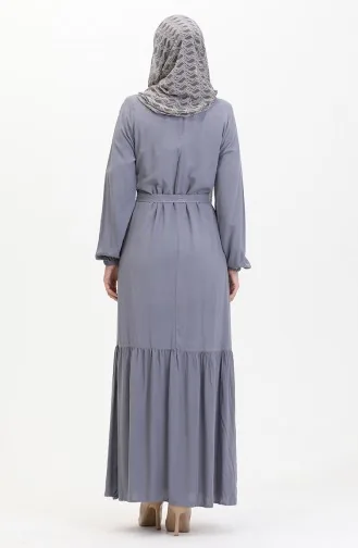 Kuşaklı Elbise 0512-05 Antrasit