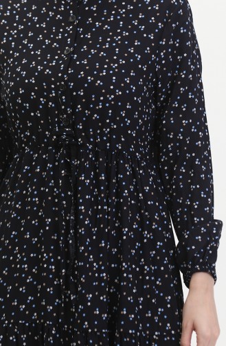 Viscose-jurk Met Knopen Aan De Voorkant 0514-03 Marineblauw 0514-03