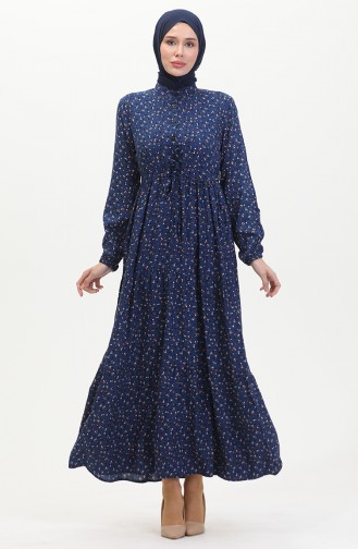 Viscose Dress With Front Buttons 0514-04 Indigo 0514-04