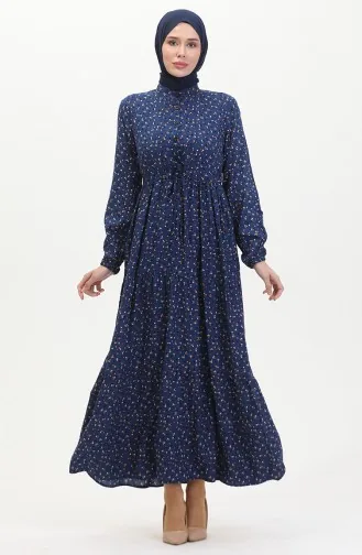 Viscose Dress With Front Buttons 0514-04 Indigo 0514-04
