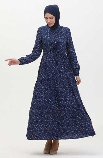 Viscose Dress With Front Buttons 0514-04 Indigo 0514-04