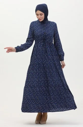 Viscose Dress With Front Buttons 0514-04 Indigo 0514-04