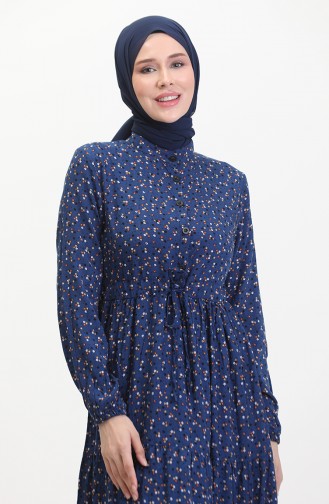 Viscose Dress With Front Buttons 0514-04 Indigo 0514-04