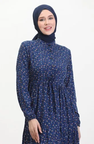 Viscose Dress With Front Buttons 0514-04 Indigo 0514-04