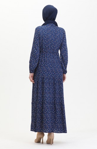Viscose Dress With Front Buttons 0514-04 Indigo 0514-04
