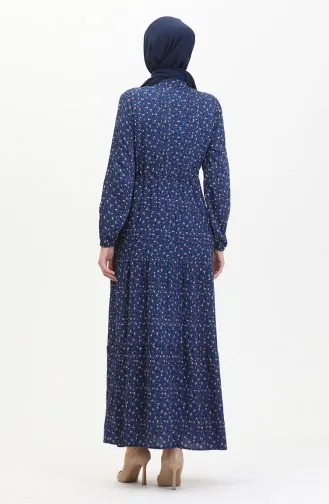Viscose Dress With Front Buttons 0514-04 Indigo 0514-04