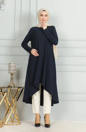 Bürümcük Stof Asymmetrisch Gesneden Tuniek 1032-01 Marineblauw 1032-01