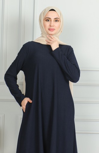 Crepe Fabric Asymmetric Cut Tunic 1032-01 Navy Blue 1032-01