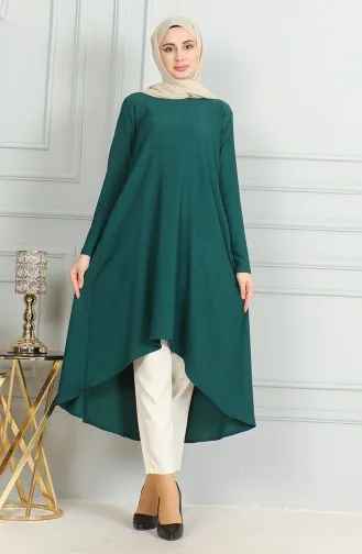 Crepe Fabric Asymmetric Cut Tunic 1032-02 Emerald Green 1032-02