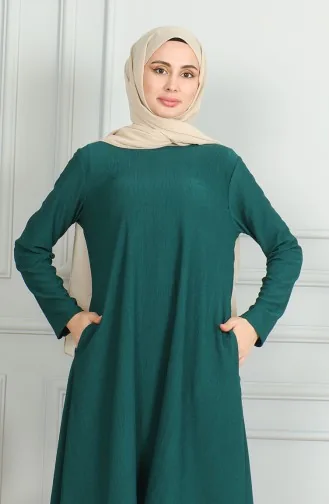 Crepe Fabric Asymmetric Cut Tunic 1032-02 Emerald Green 1032-02