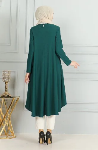 Crepe Fabric Asymmetric Cut Tunic 1032-02 Emerald Green 1032-02