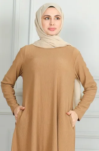 Bürümcük Stof Asymmetrisch Gesneden Tuniek 1032-03 Melkachtig Bruin 1032-03