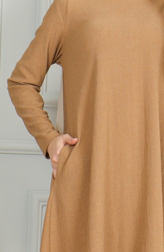 Crepe Fabric Asymmetric Cut Tunic 1032-03 Milk Coffee 1032-03