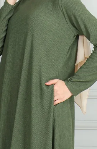 Crepe Fabric Asymmetric Cut Tunic 1032-05 Khaki 1032-05