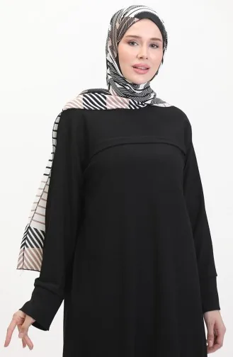 Crepe Fabric Front Striped Tunic 5105-01 Black 5105-01