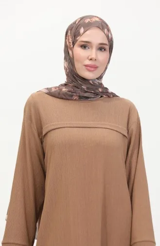 Bürümcük Tunique Rayée Avant En Tissu 5105-02 Vison 5105-02