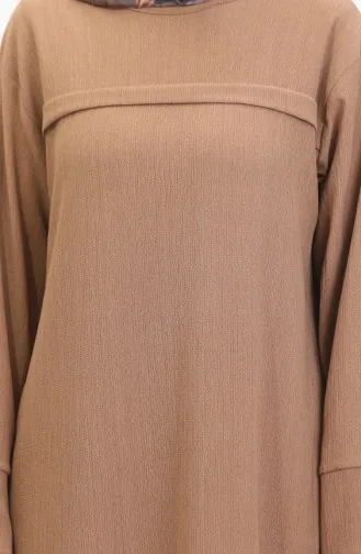 Bürümcük Tunique Rayée Avant En Tissu 5105-02 Vison 5105-02