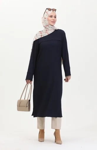 بورومجوك تونيك قماش بتصميم مُخطط في الأمام 5105-03 لون كحلي 5105-03