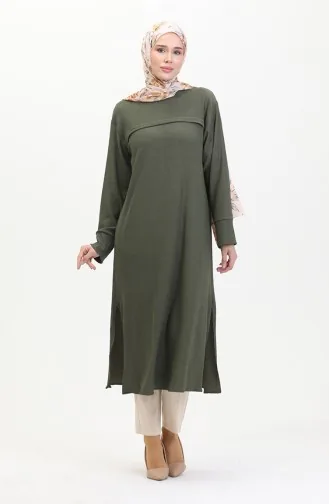 Bürümcük Tunique Rayée Avant En Tissu 5105-04 Khaki 5105-04