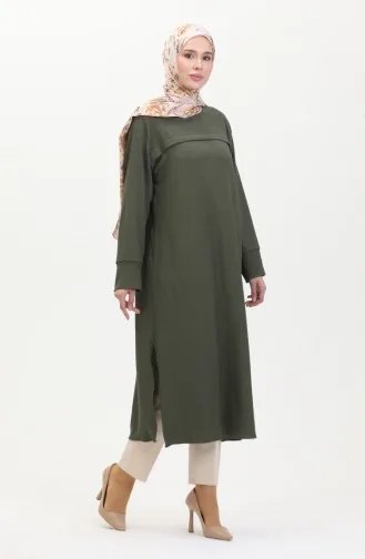 Bürümcük Tunique Rayée Avant En Tissu 5105-04 Khaki 5105-04