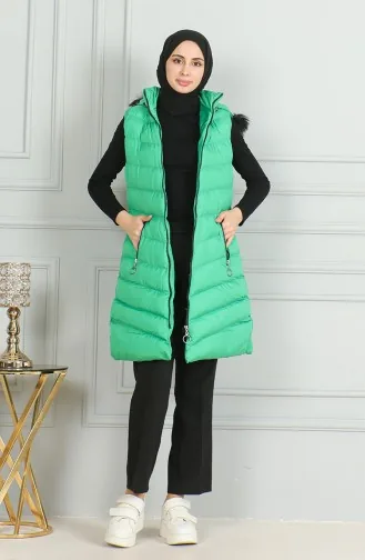 Hooded Quilted Puffer Vest 7003-07 Green 7003-07