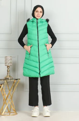 Hooded Quilted Puffer Vest 7003-07 Green 7003-07
