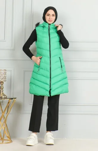 Hooded Quilted Puffer Vest 7003-07 Green 7003-07