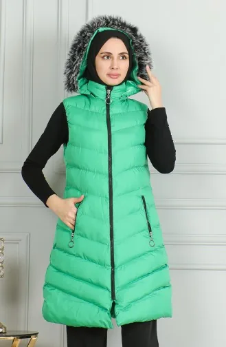 Hooded Quilted Puffer Vest 7003-07 Green 7003-07