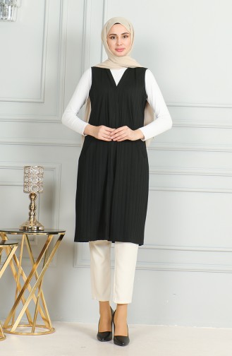 Gestreifte Taschenweste 5062-01 Schwarz 5062-01