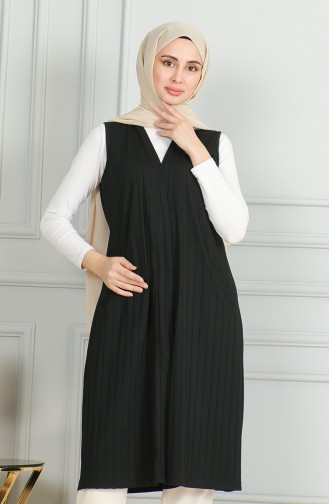 Gestreifte Taschenweste 5062-01 Schwarz 5062-01