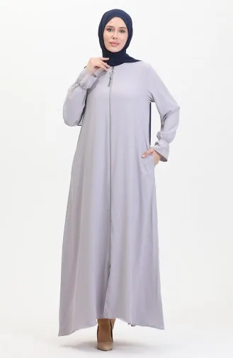 Abaya Mit Reißverschluss Und Elastischen Ärmeln 0513-01 Grau 0513-01