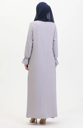 Abaya Mit Reißverschluss Und Elastischen Ärmeln 0513-01 Grau 0513-01
