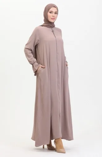 Abaya A Fermeture Et Manches Elastiques 0513-02 Vison 0513-02