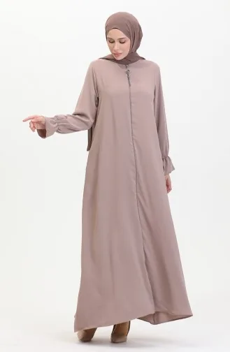 Abaya A Fermeture Et Manches Elastiques 0513-02 Vison 0513-02