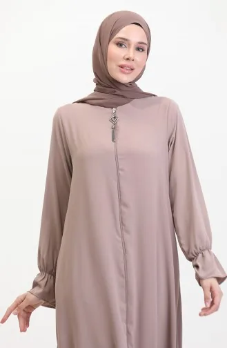 Abaya A Fermeture Et Manches Elastiques 0513-02 Vison 0513-02