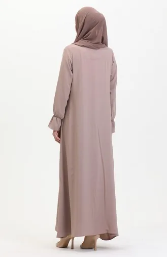 Abaya A Fermeture Et Manches Elastiques 0513-02 Vison 0513-02