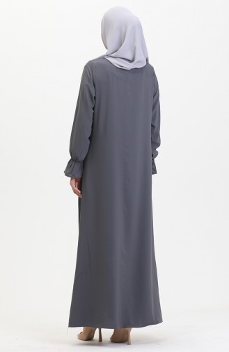 Elastic Sleeve Zippered Abaya 0513-04 Smoke 0513-04