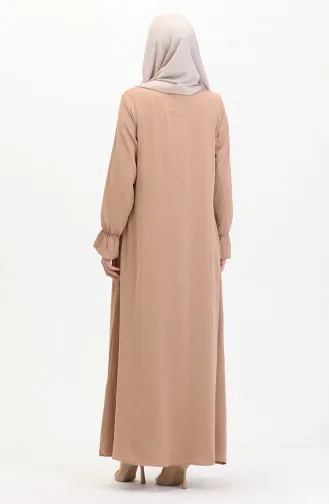 Abaya A Fermeture Et Manches Elastiques 0513-05 Café Au Lait 0513-05