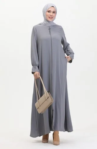 Abaya A Fermeture Et Manches Elastiques 0513-06 Anthracite 0513-06