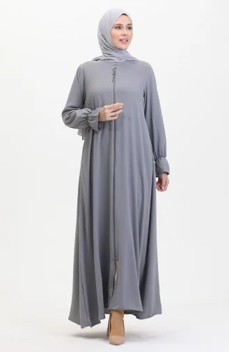 Abaya A Fermeture Et Manches Elastiques 0513-06 Anthracite 0513-06